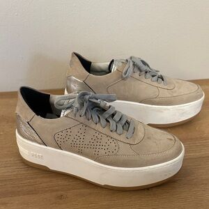 EUC P448 Empire Platform Sneakers Beige and White